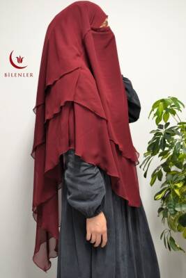 3 Katlı Şifon Sufle Bordo (Pratik Şal) - 4
