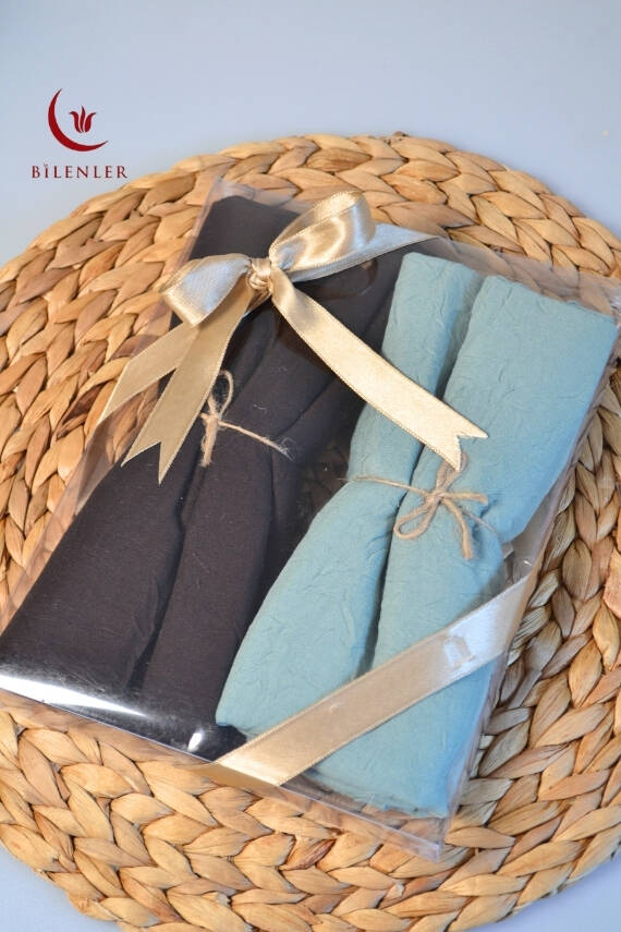 Bambu Kraş Şal 2’li Set Acı Kahve/ Su Yeşili– 75x210 cm | Nefes Alabilir, Terletmez, Tok Duruşlu Mevsimlik Kumaş - 4