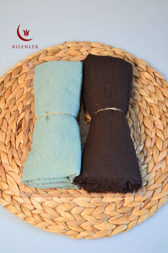 Bambu Kraş Şal 2’li Set Acı Kahve/ Su Yeşili– 75x210 cm | Nefes Alabilir, Terletmez, Tok Duruşlu Mevsimlik Kumaş - 3
