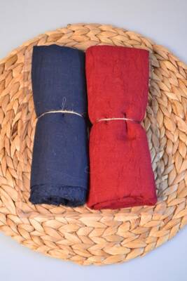 Bambu Kraş Şal 2’li Set Bordo/ Lacivert– 75x210 cm | Nefes Alabilir, Terletmez, Tok Duruşlu Mevsimlik Kumaş 