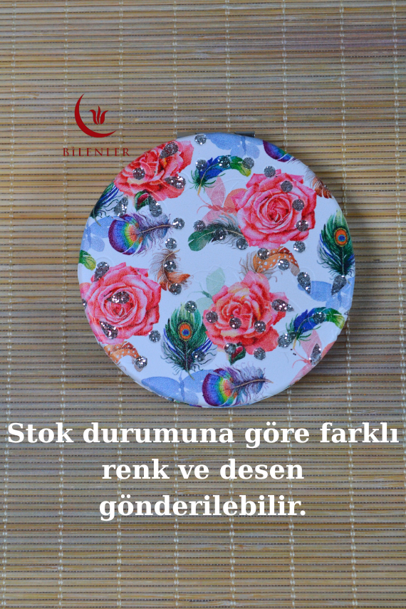 Cep Çanta Aynası, Makyaj Aynası Etnik Desenli Yuvarlak 7x7cm Model 3 - 4