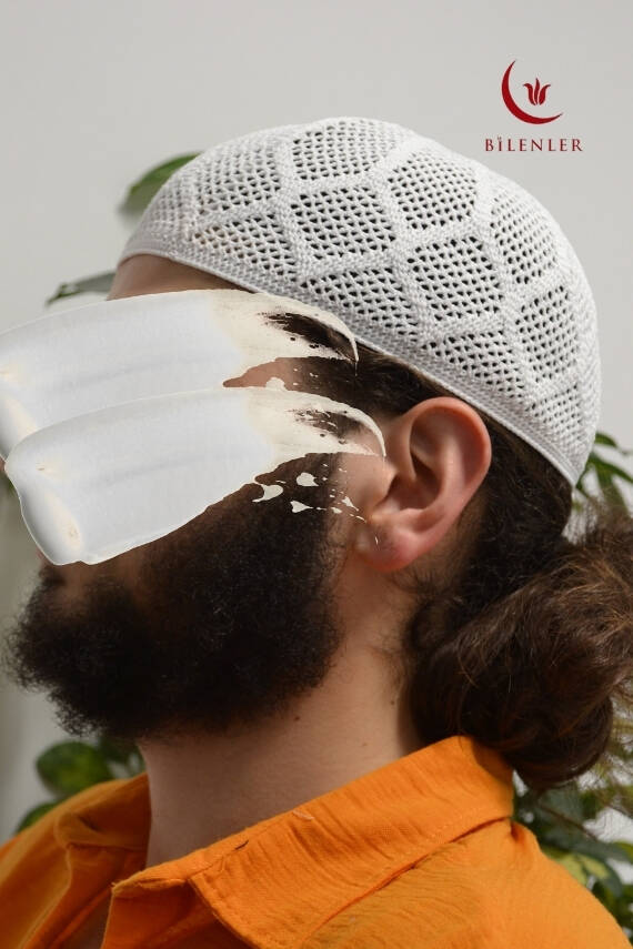 Erkek Örme Takke Beyaz | Hac ve Umre İçin İdeal Nefes Alabilir Standart Beden Takke - 2