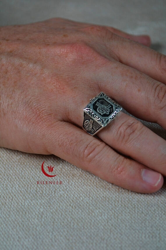 Erkek Tuğra Motifli Metal Yüzük Uzun Ömürlü, Şık Tasarım (40’lı kutu) - 3