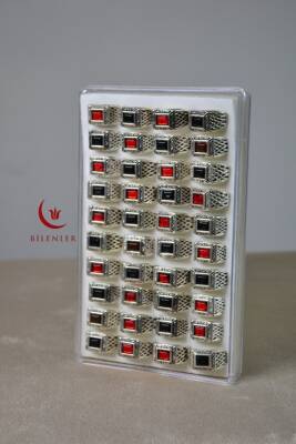 Erkek Motifli Taşlı Metal Yüzük Uzun Ömürlü, Şık Tasarım Siyah/Kahve/Kırmızı(40’lı kutu) - 5