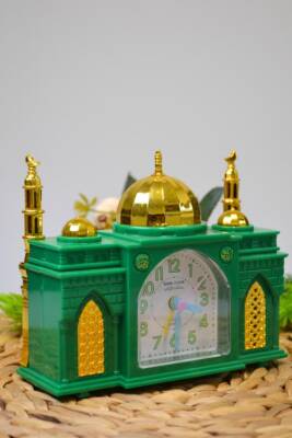 Ezan Okuyan Nostaljik Masa Saati Yeşil– Mekke Ezanı Sesli (Dijital Olmayan) Büyük Boy - 1