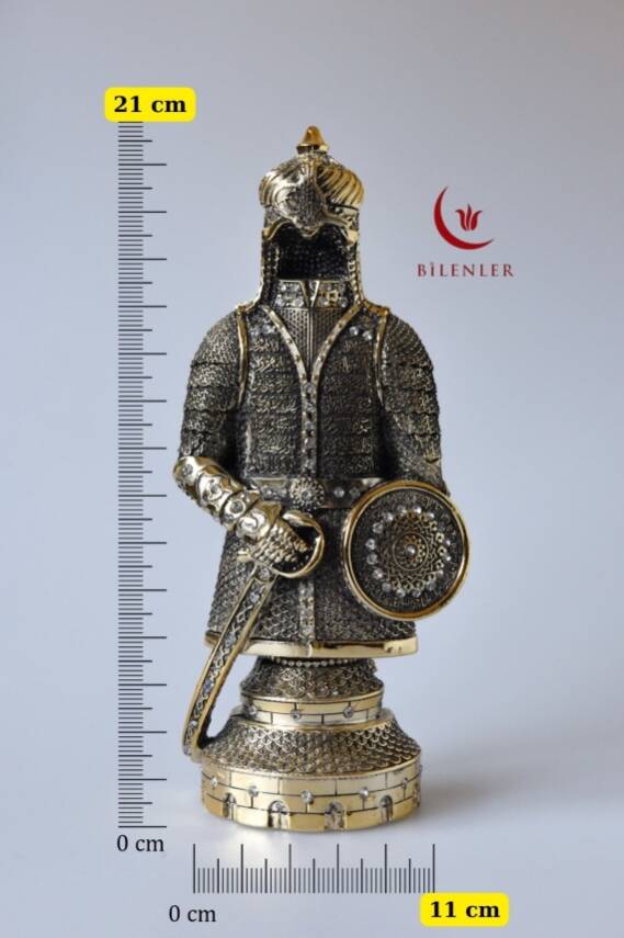 Fetih Zırh Ayetel Kürsi Biblo 11×21 cm– Altın Renk Metal Dekoratif Aksesuar - 6