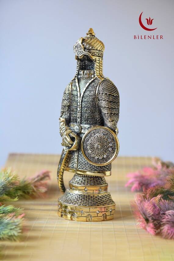 Fetih Zırh Ayetel Kürsi Biblo 11×21 cm– Altın Renk Metal Dekoratif Aksesuar - 2