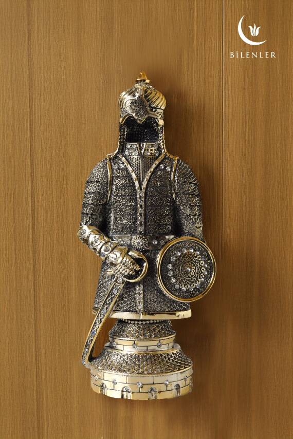 Fetih Zırh Ayetel Kürsi Biblo 11×21 cm– Altın Renk Metal Dekoratif Aksesuar - 5