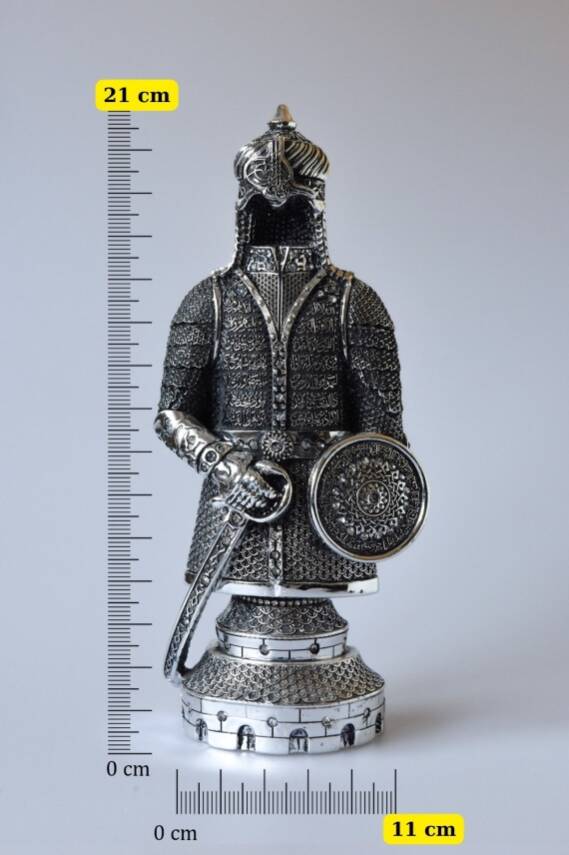 Fetih Zırh Ayetel Kürsi Biblo 11×21 cm– Gümüş Renk Metal Dekoratif Aksesuar - 6