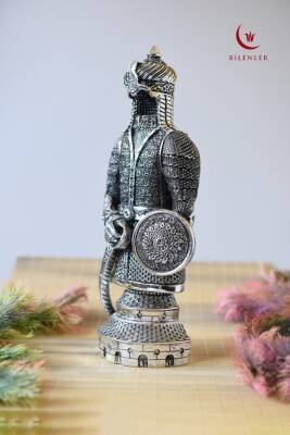 Fetih Zırh Ayetel Kürsi Biblo Büyük Boy 15×33 cm– Gümüş Renk Metal Dekoratif Aksesuar - 4