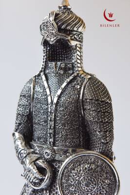Fetih Zırh Ayetel Kürsi Biblo Orta Boy 11×27 cm– Gümüş Renk Metal Dekoratif Aksesuar - 2