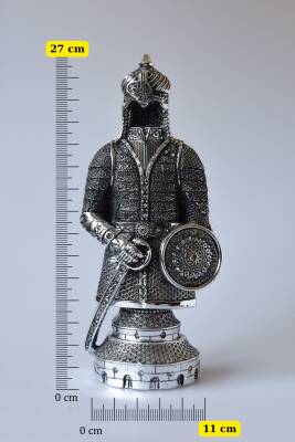 Fetih Zırh Ayetel Kürsi Biblo Orta Boy 11×27 cm– Gümüş Renk Metal Dekoratif Aksesuar 