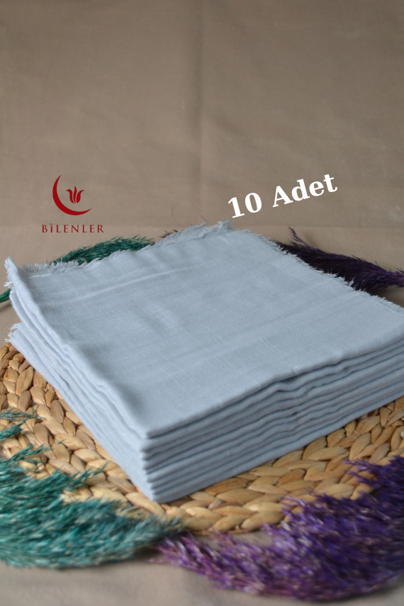 Flamlı Kare Pamuklu Eşarp Gri 10 Adet - 2