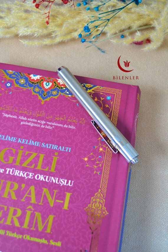 Gizli Mealli ve Türkçe Okunuşlu Kuran-ı Kerim Orta Boy Pembe – Özel Işıklı Kalemli - 6