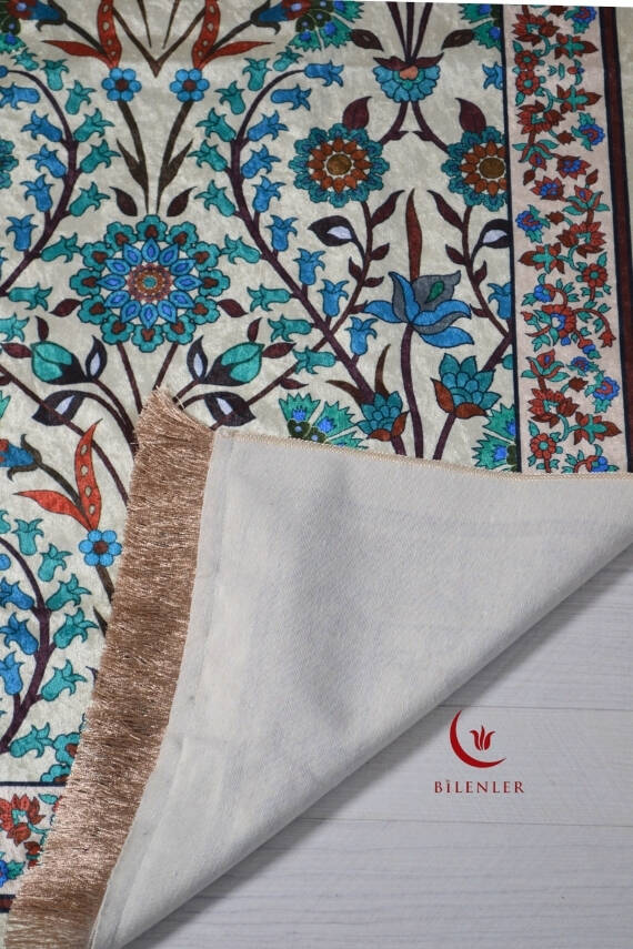 İpek Dokulu Keseli Seccade Çiçek Desenli Çok Renkli - 3