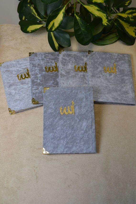 Kadife Kapaklı Allah Lafızlı Ekonomik Yasin Kitabı Gri - 12x17 cm, 128 Sayfa - 5