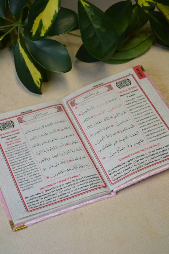 Kadife Kapaklı Allah Lafızlı Ekonomik Yasin Kitabı Pembe - 12x17 cm, 80 Sayfa - 4