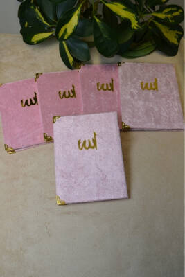 Kadife Kapaklı Allah Lafızlı Ekonomik Yasin Kitabı Pembe - 12x17 cm, 80 Sayfa - 5