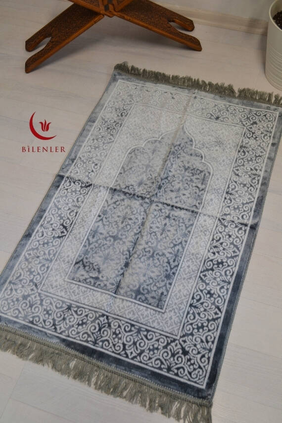 Kadife Seccade - 70x110 cm - Yumuşak ve Konforlu Gri - 4