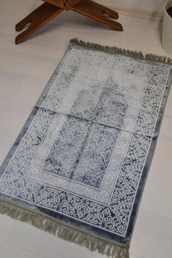 Kadife Seccade - 70x110 cm - Yumuşak ve Konforlu Gri - 4