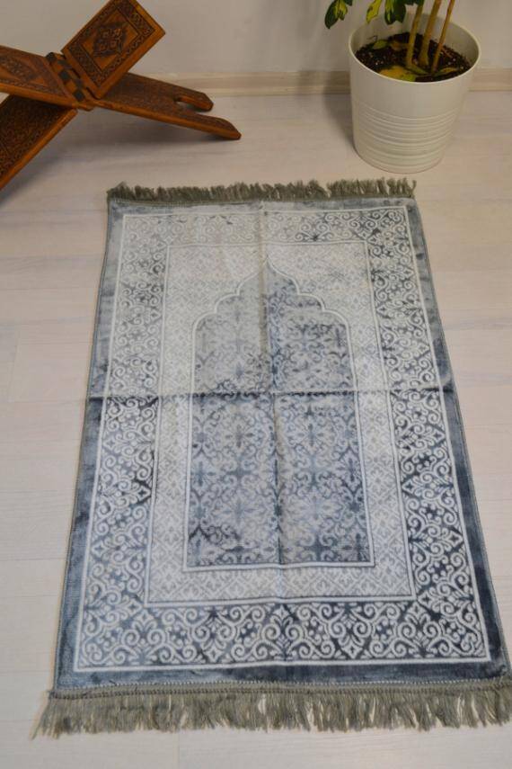 Kadife Seccade - 70x110 cm - Yumuşak ve Konforlu Gri - 1