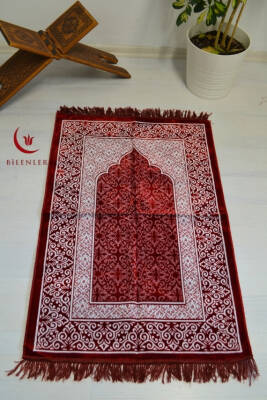 Kadife Seccade - 70x110 cm - Yumuşak ve Konforlu Kırmızı 