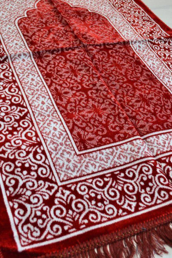 Kadife Seccade - 70x110 cm - Yumuşak ve Konforlu Kırmızı - 2