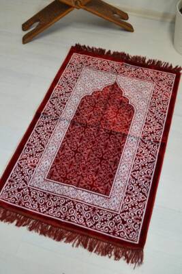 Kadife Seccade - 70x110 cm - Yumuşak ve Konforlu Kırmızı - 4
