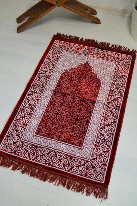 Kadife Seccade - 70x110 cm - Yumuşak ve Konforlu Kırmızı - 4
