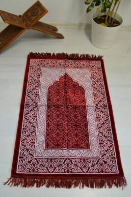 Kadife Seccade - 70x110 cm - Yumuşak ve Konforlu Kırmızı 