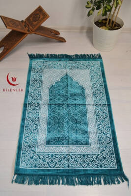 Kadife Seccade - 70x110 cm - Yumuşak ve Konforlu Turkuaz 