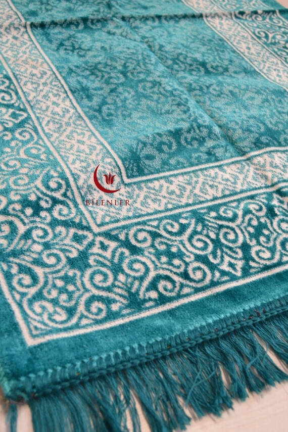 Kadife Seccade - 70x110 cm - Yumuşak ve Konforlu Turkuaz - 2