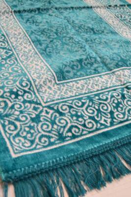 Kadife Seccade - 70x110 cm - Yumuşak ve Konforlu Turkuaz - 2