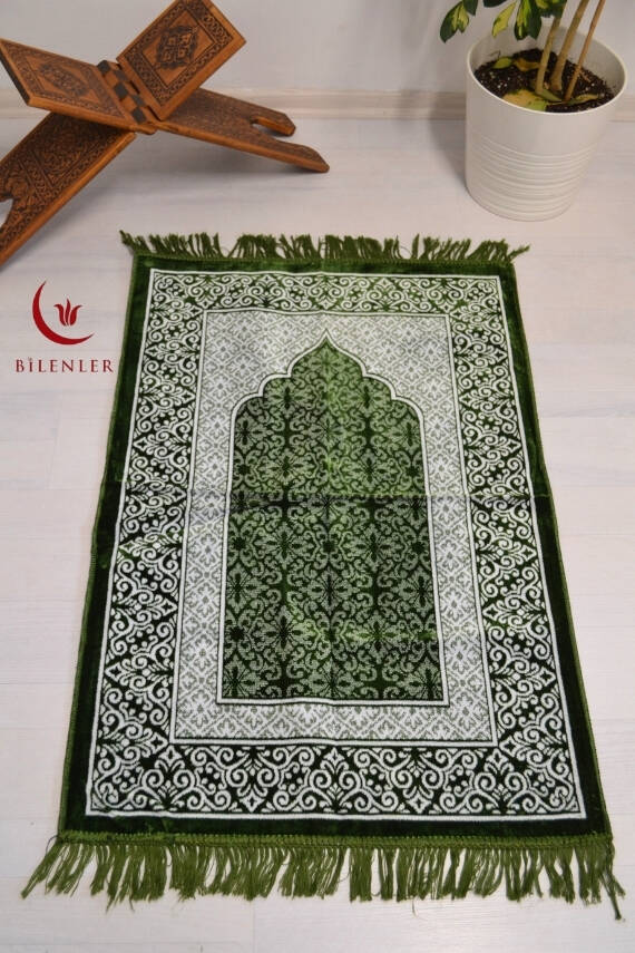 Kadife Seccade - 70x110 cm - Yumuşak ve Konforlu Yeşil - 1