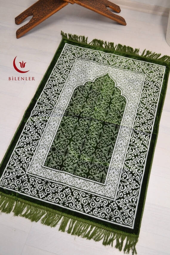 Kadife Seccade - 70x110 cm - Yumuşak ve Konforlu Yeşil - 4