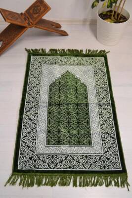 Kadife Seccade - 70x110 cm - Yumuşak ve Konforlu Yeşil 
