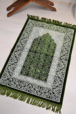 Kadife Seccade - 70x110 cm - Yumuşak ve Konforlu Yeşil - 4