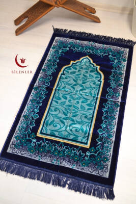 Kadife Seccade Kalın Yumuşak Doku - Şık ve Konforlu- 70x110 cm- Mavi - 4