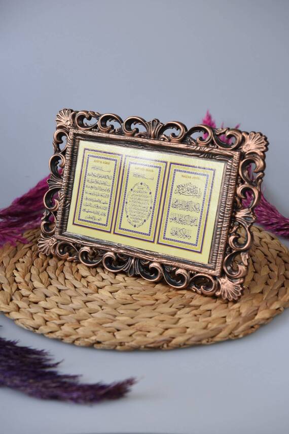 Kapı Üstü Üçlü Tablo Ayete'l Kürsi- Nazar Duası-Bereket Duası Bronz - 4