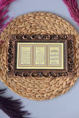 Kapı Üstü Üçlü Tablo Ayete'l Kürsi- Nazar Duası-Bereket Duası Bronz - 2