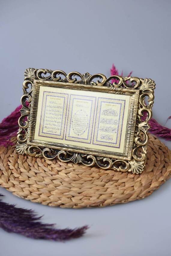Kapı Üstü Üçlü Tablo Ayete'l Kürsi- Nazar Duası- Bereket Duası Gold - 4