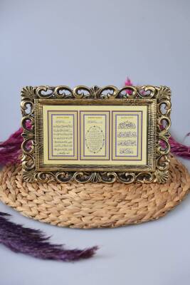 Kapı Üstü Üçlü Tablo Ayete'l Kürsi- Nazar Duası- Bereket Duası Gold - 1