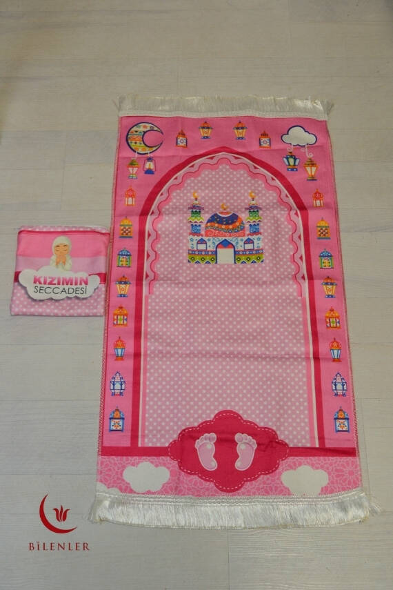 Kızımın Seccadesi – Çantalı Kız Çocuk Seccadesi(Pembe) - 1