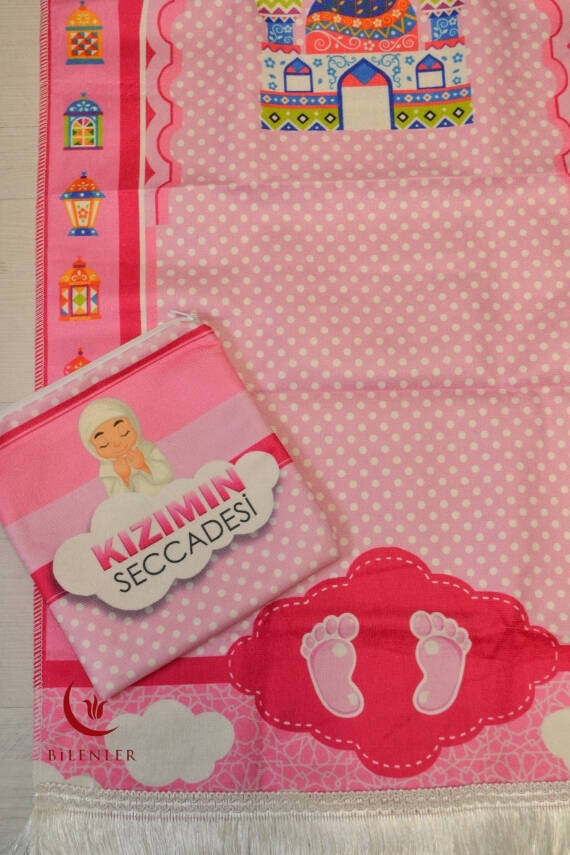 Kızımın Seccadesi – Çantalı Kız Çocuk Seccadesi(Pembe) - 2