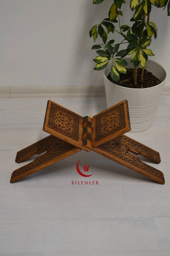 Kur’an-ı Kerim Rahlesi Selçuklu Desenli Model 2– Küçük Boy (18X45cm) Yakma İşçilikli - 2