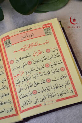 Kutulu 128 Sayfa Kadife Yasin ve İnci Tesbih Seti Mor - 5