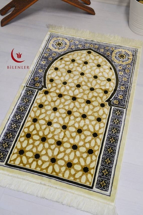 Lüks Kadife Seccade - 70x110 cm - Kalın Yumuşak Doku- Haki - 4