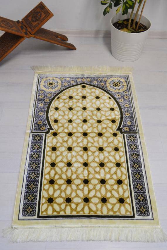 Lüks Kadife Seccade - 70x110 cm - Kalın Yumuşak Doku- Haki - 1