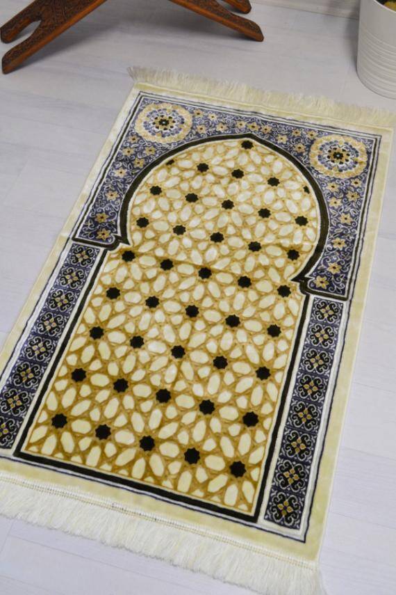 Lüks Kadife Seccade - 70x110 cm - Kalın Yumuşak Doku- Haki - 4