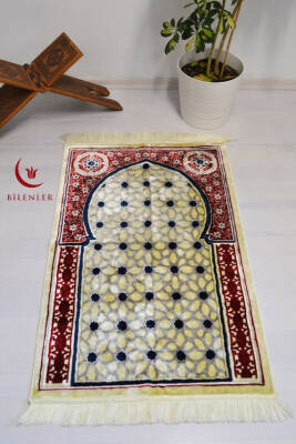 Lüks Kadife Seccade - 70x110 cm - Kalın Yumuşak Doku- Kırmızı 